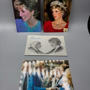 Lot de cinq cartes postales vintage de Son Altesse Royale la princesse Diana