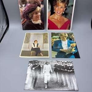 Lot de cinq cartes postales vintage de Son Altesse Royale la princesse Diana