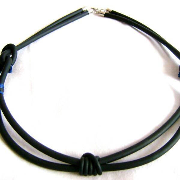 Black neoprene statement necklace, industrial minmal jewelry