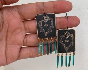 Mexican heart earrings boho style!