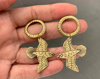Gold bird earrings! Christmas gift idea!