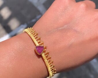 Ruby gold bangle bracelet! Christmas gift idea!