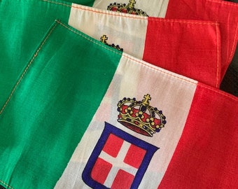 Kingdom of Italy, National Flag and Ensign 1848 to 1946 4&quot; x 6&quot; silk vintage circa 1914 Get 3 of these for Thirty Bucks!
