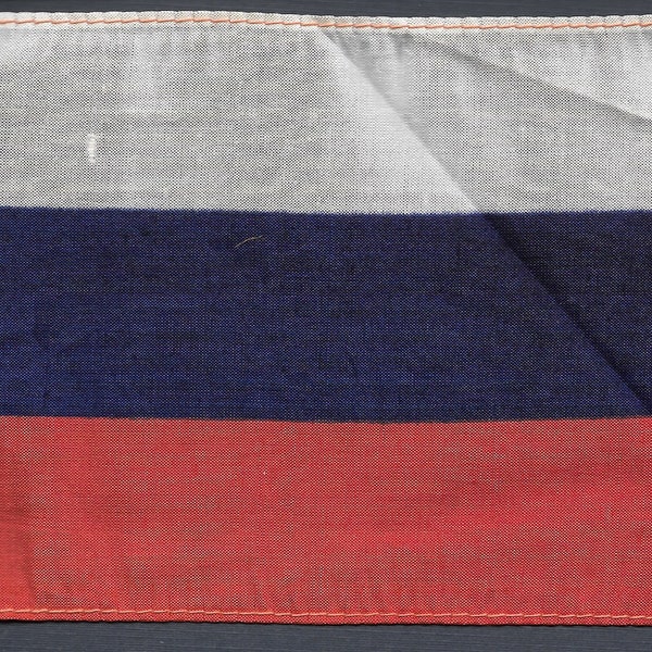 Flag-Imperial Russia, Civil Ensign - 1705 “official” (1697 actual) 4" x 6" silk vintage circa 1914 Pan Pacific Exposition original, as new