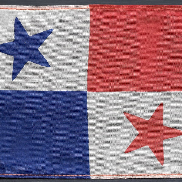 Flag-Republic of Panama, National Flag and Ensign - 1903 to 1941 4" x 6" silk vintage circa 1914 Pan Pacific Exposition original, as new