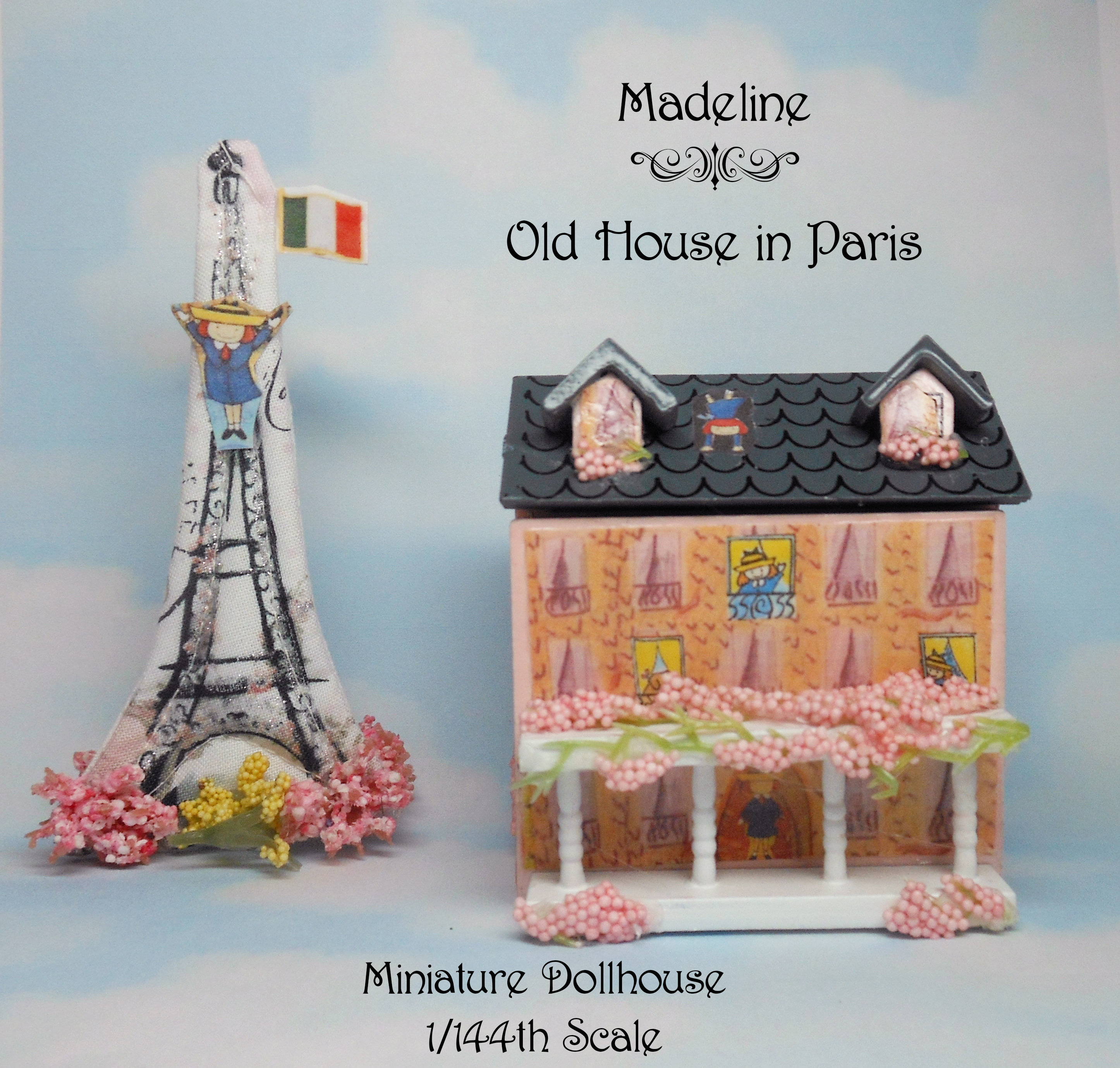 MADELINE’S OLD HOUSE IN PARIS DOLL HOUSE Vintage Madeline Old House in Paris Doll House. Working Door