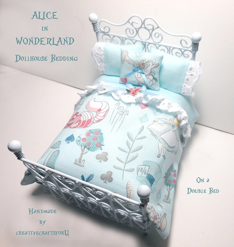 Alice in Wonderland Dollhouse Bedding With 3 Pillows Alice Etsy
