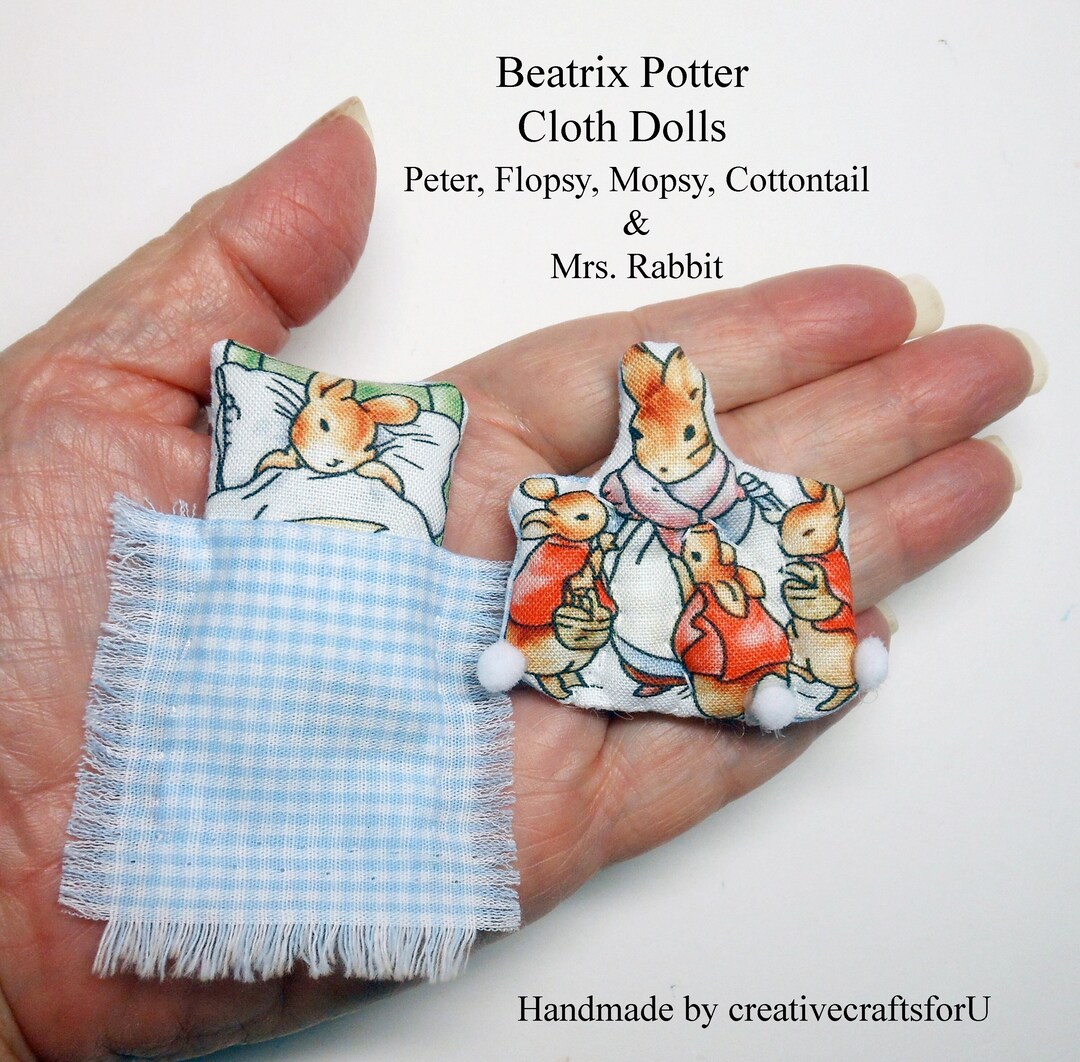Beatrix Potter Dollhouse Stuffed Animals, Peter Rabbit, Flopsy, Mopsy