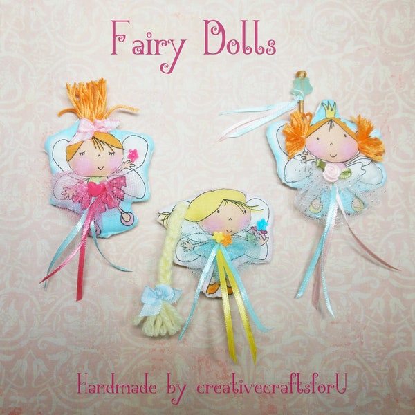 Fairy Dolls, Little Handmade Fairies, 3" Rag Doll, Fiber Art Doll, Cloth Doll, Rag Doll,  OOAK