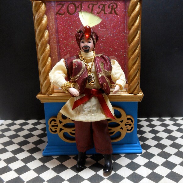Dollhouse Zoltar, Fortune Teller Doll, Gypsy Doll, Zoltar Booth, BIG Fortune Teller, Make Your Wish, Art Doll, 1/12th Scale, Handmade OOAK