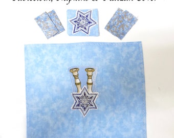 Dollhouse Passover Tablecloth, Napkins & Matzah Cover,  Passover Miniatures, Seder, Jewish Miniatures, Handmade, 1/12th  Scale