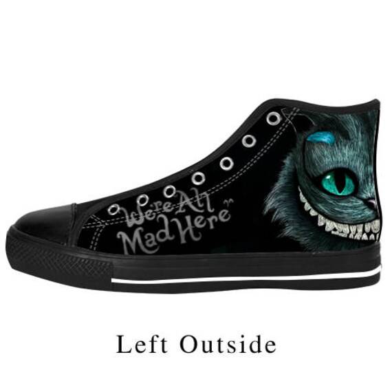 Cuatro Calle principal Desmantelar Alice in Wonderland Cat high top canvas art shoes Custom - Etsy España