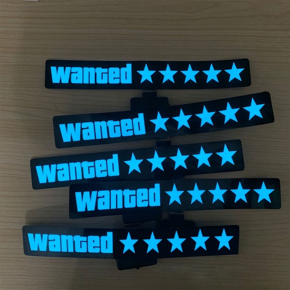 GTA Wanted Led, Glow, Sticker, 5 Star, Fast and Furious, Electric