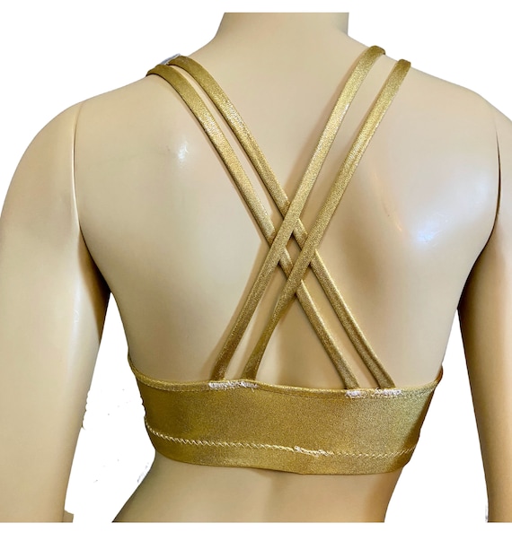 Gold Metallic Dot Sports Bra Etsy