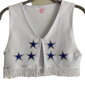 White vest only with silver and blue stars