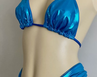 Bikini-blauw metallic stip