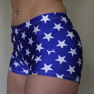 Spandex Shorts,Blue,White Stars
