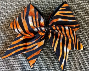 Cheer Bow  Orange and black tiger