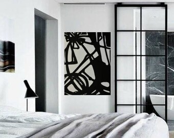 Sale Sale-LARGE 30"x40" Black/White Canvas Painting Abstract Minimalist Modern Original Contemporary Artwork Commission Artby ArtbyDinaD