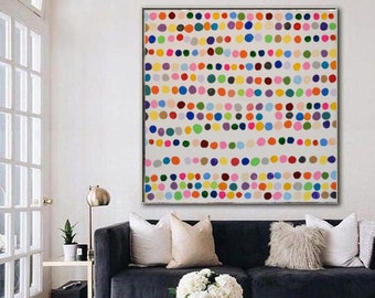 If in your Cart, Message Me Sale Dots Multi Colors 24X24 Canvas/36x36 Canvas Handpainted Painting Abstract Minimalist ArtbyDinaD Home Decor