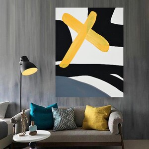 Painting 24x36 Black/White Canvas Painting Abstract Minimalist Modern Original Contemporary Artwork Commission Artby ArtbyDinaD image 2