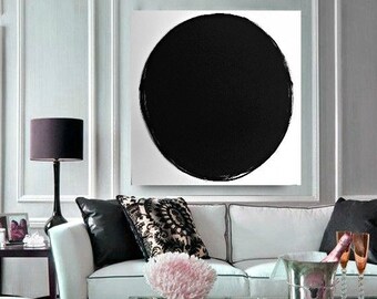 Black/White LARGE 36"x36" Canvas Painting Abstract Minimalist Art Modern Original Contemporary Artwork Commission Art Home Decor