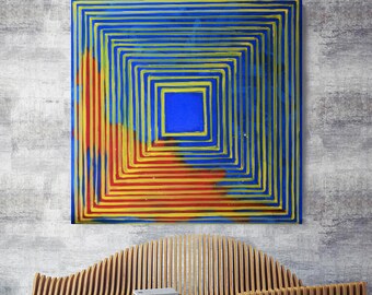 Sale LARGE 36"x36" Canvas Abstract Minimalist Art Modern Original Contemporary Artwork Commission ArtbyDinaD Home Decor