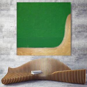 Green/Gold Small Prints & Handpainted CANVAS Painting LARGE 36"x36" Canvas Abstract Minimalist Art Modern Original Contemporary ArtbyDinaD