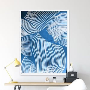 Blue Swirls My Blue Ocean Bottom Acrylic Art on Fine Art Paper Gift Original Painting Abstract Minimalist Modern Art Contemporary ArtbyDinaD