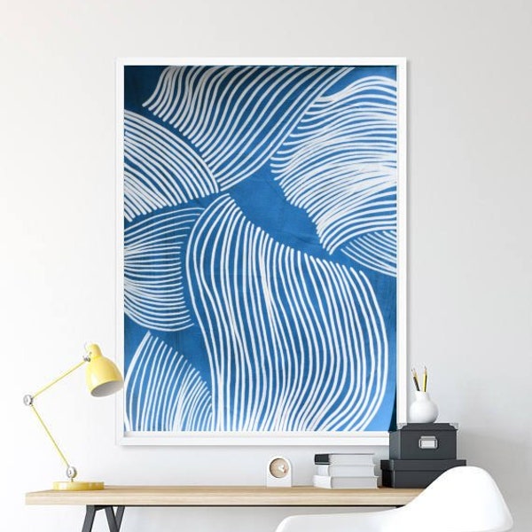 Blue Swirls My Blue Ocean Bottom Acrylic Art on Fine Art Paper Gift Original Painting Abstract Minimalist Modern Art Contemporary ArtbyDinaD