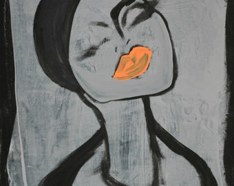 Black, Grey, Orange 18"x24" Painting Abstract Canvas Minimalist Art Modern Artwork Original Painting Contemporary