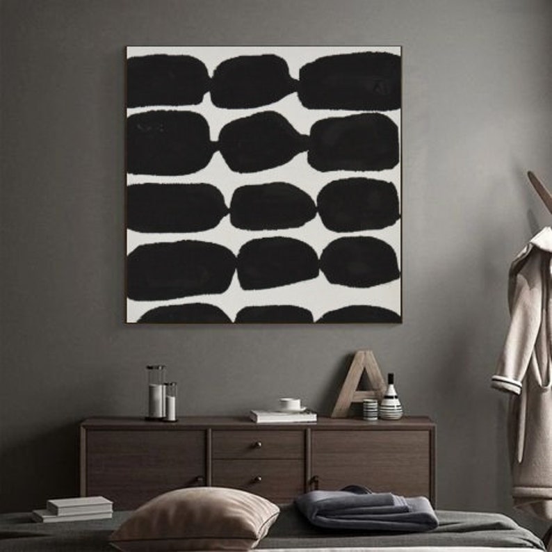 Black & White Wall Art NEW Canvas Painting Large Abstract Minimalist Hand Painted Modern Original Contemporary Artwork ArtbyDinaD image 5