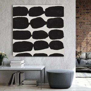 Black & White Wall Art NEW Canvas Painting Large Abstract Minimalist Hand Painted Modern Original Contemporary Artwork ArtbyDinaD image 4