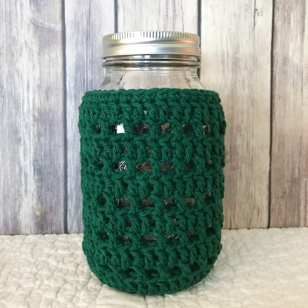 Mason Jar Cozy - Quart Sized Jar Cover - Crochet Bottle Cozy - Regular Mouth - Cotton - Choose Color - Food Gift Idea - MADE TO ORDER