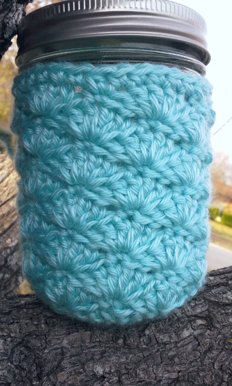 Mason Jar Cozy Pint Sized Jar Cover Crochet Soft Acrylic MADE TO ORDER Home Office Nursery Makes a Great Gift Choose Color image 3