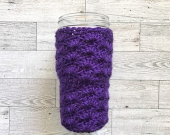 Mason Jar Cozy - 22oz size Boba Nesting Jar Cover - Crochet Soft Acrylic - MADE TO ORDER - Drinking Glass Cozy - Great Gift - Choose Color