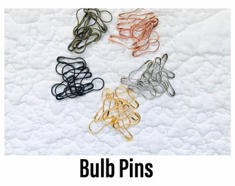 Bulb Pins - Set of 50 Bulb Shaped Safety Pins - Gourd Pins - Calabash Pins - Junk Journal Supplies - Choose From Five Colors - READY TO SHIP