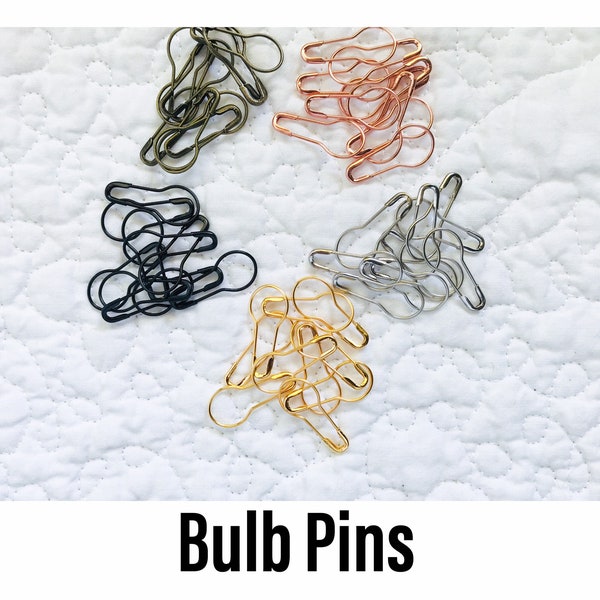 Bulb Pins - Set of 50 Bulb Shaped Safety Pins - Gourd Pins - Calabash Pins - Junk Journal Supplies - Choose From Five Colors - READY TO SHIP