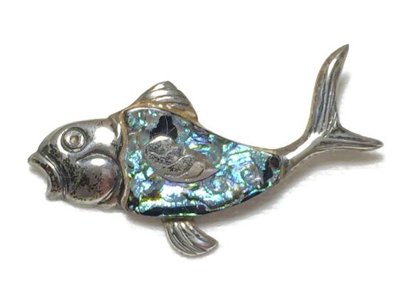 925 Sterling Silver Abalone Fish or Sea Life Broo… - image 6