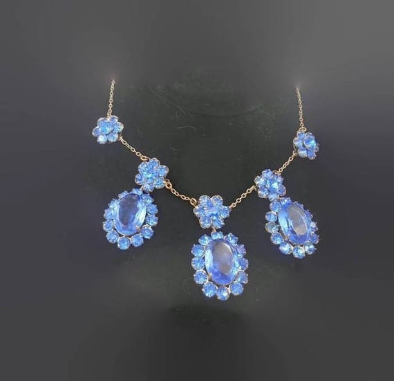 Gorgeous Art Deco Swiss Blue Topaz Czech Glass Bi… - image 3