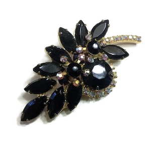 D&E aka Juliana Black and AB Rhinestones Brooch, Verified Book Piece
