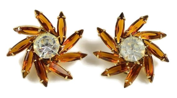 HTF Juliana Sunburst Clip Earrings, Honeyed Topaz… - image 5