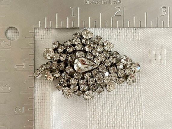 Brilliant Clear Diamante Rhinestones Domed Brooch… - image 4