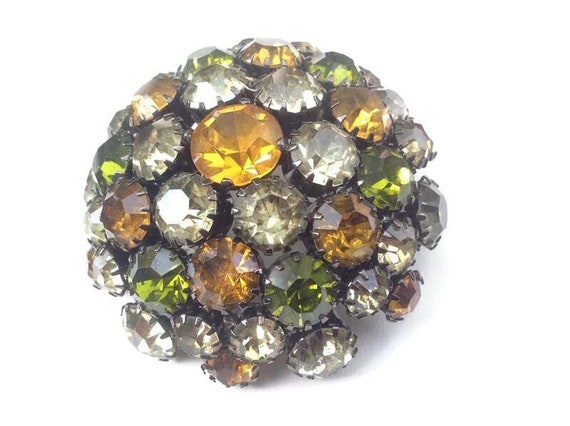 Warner High Domed Japanned Autumn Brooch, Citrine… - image 3