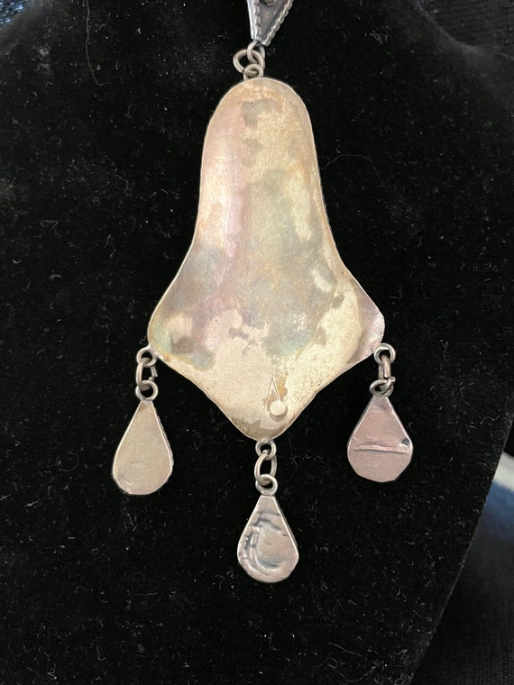 Very Nice Old 800 Silver Large Pendant with Dangl… - image 2