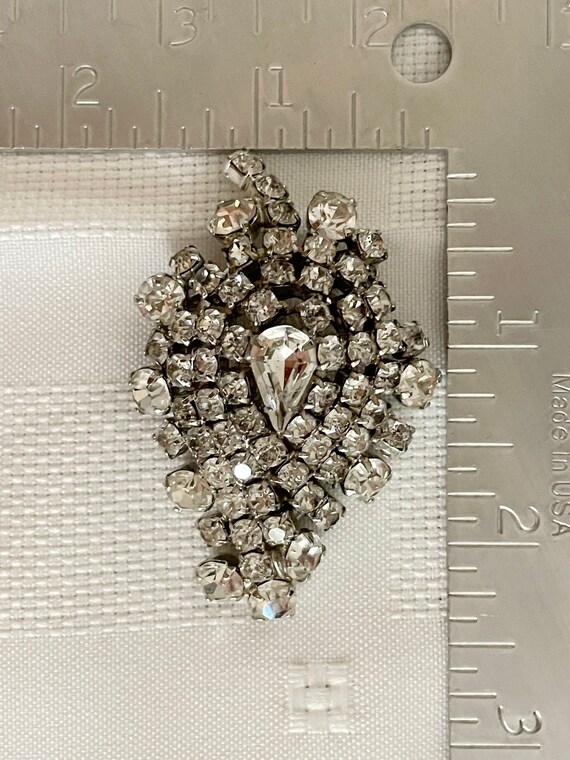 Brilliant Clear Diamante Rhinestones Domed Brooch… - image 5