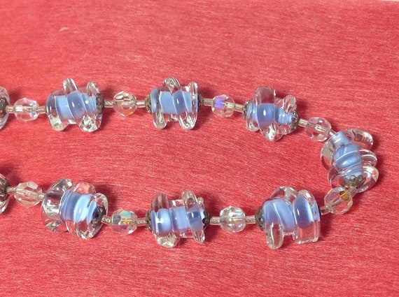 Unique Hand Blown, Blue Lined Czech Glass Beads N… - image 5