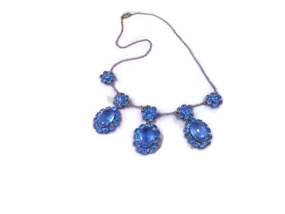 Gorgeous Art Deco Swiss Blue Topaz Czech Glass Bi… - image 5