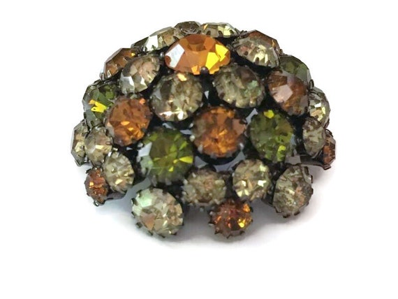 Warner High Domed Japanned Autumn Brooch, Citrine… - image 2