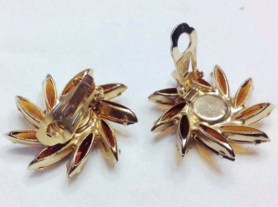 HTF Juliana Sunburst Clip Earrings, Honeyed Topaz… - image 2